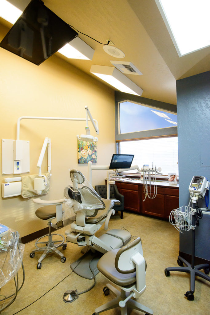 Treatment room at Woodland Family Dental where a patient can get dental crown services to restore their smile. 